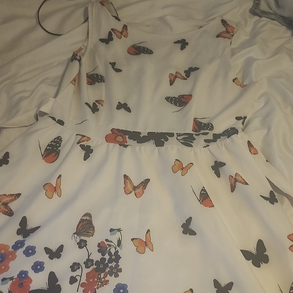 SHEIN Multicolor Butterfly Print High Low Dress